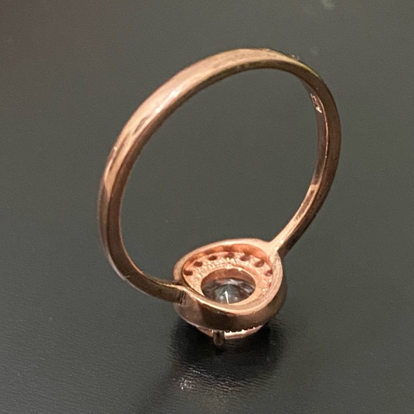 Morganite 925 Rose Gold Solitaire & Eternity Engagement Ring Set Size 7 3g - Picture 7 of 16